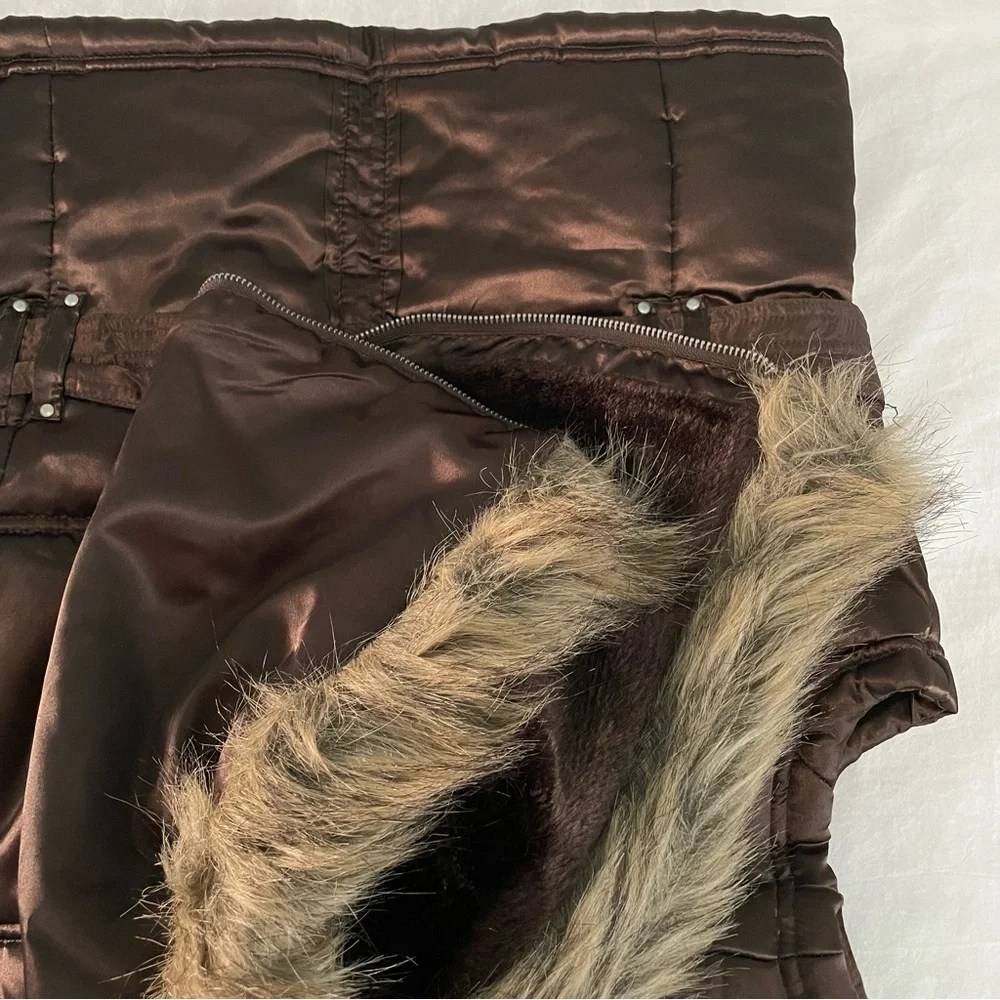 Christin Michaels Girls Vest with Faux Fur Zip Hood and Waist Belt (size: L)